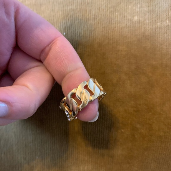 Diamond Cuban Ring with chain and stones - Picture 5 of 5